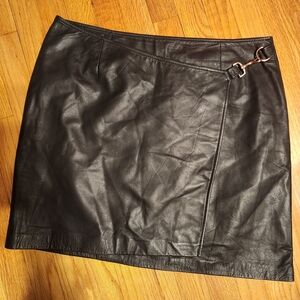 Ambiance Black Leather-Style Mini Skirt